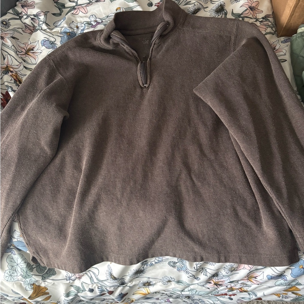 Men's Brown Zip Up Sweater